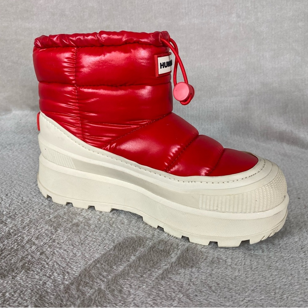 Hunter Amble Bootie Womens Size 5 Red Natural Insulated Waterproof Puffer NEW - Picture 4 of 12